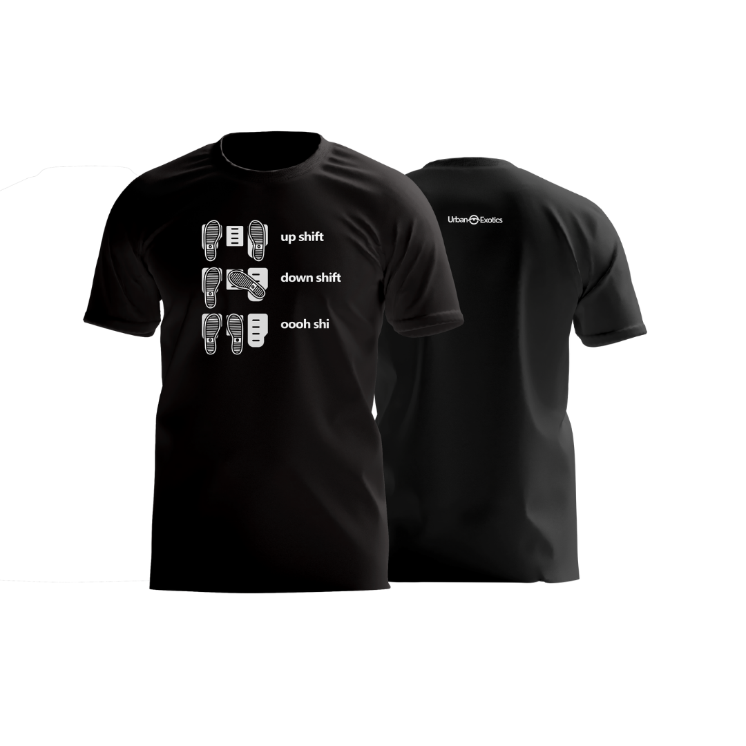 Oooh Shi Collection featuring bold reaction text graphic on black hoodie.