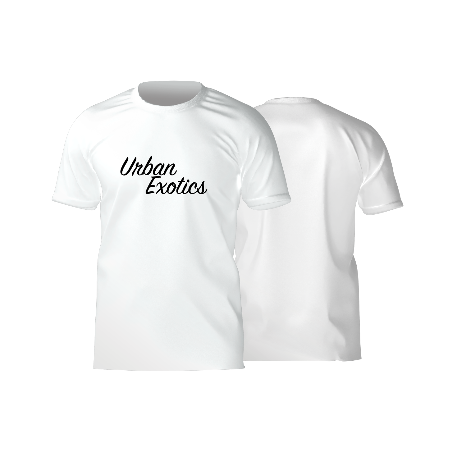 Urban Exotics Cue Tee featuring minimalist 'Cue' graphic with UE branding.
Alt Text 2: