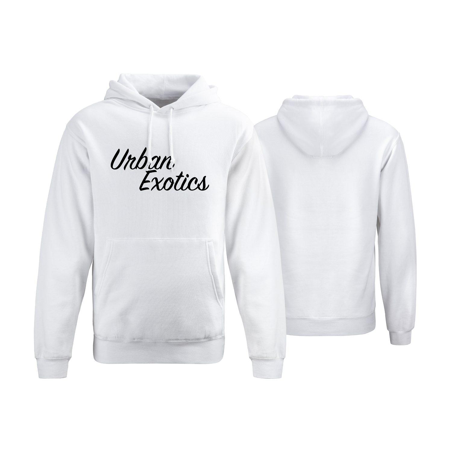Urban Exotics Cursive Hoodie with embroidered script logo across the chest.