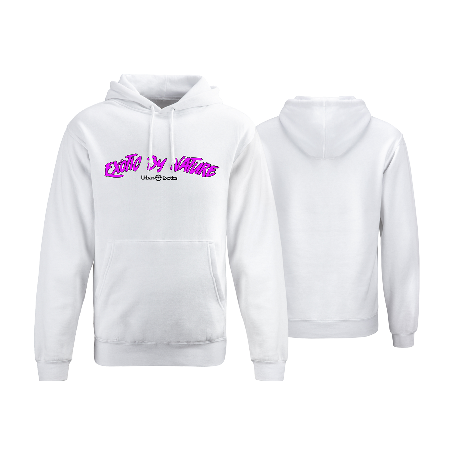 by Nature Hoodie with minimalist text graphic on premium black fleece.